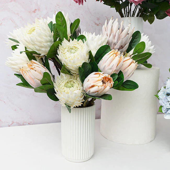 Artificial Protea Magnifica Stem White (14cmDx69cmH)