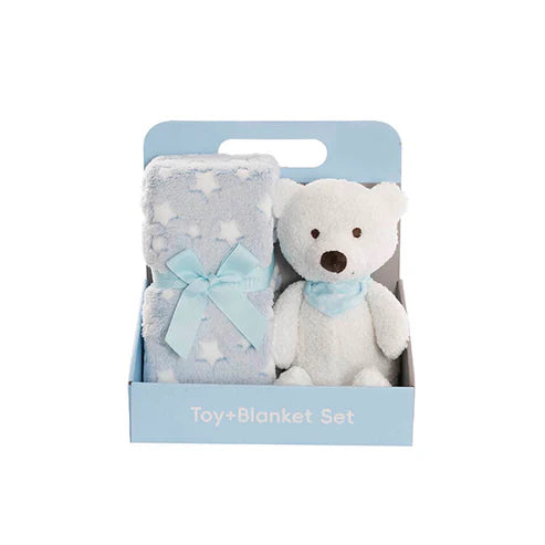 Bear Gift Pack Bear and Blanket Blue (23cmST)