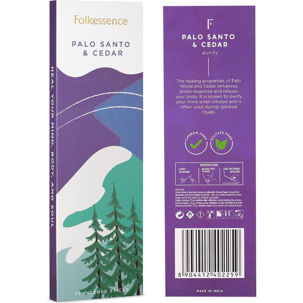 Palo Santo & Cedar Incense 75 sticks Folkessence