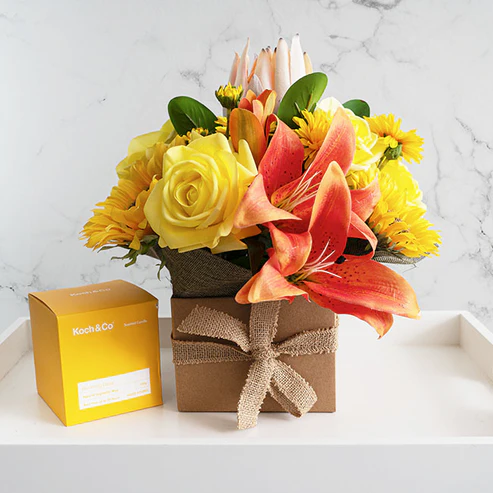Bella Rose Real Touch Full Bloom Lge Yellow (12cmDx65cmH)