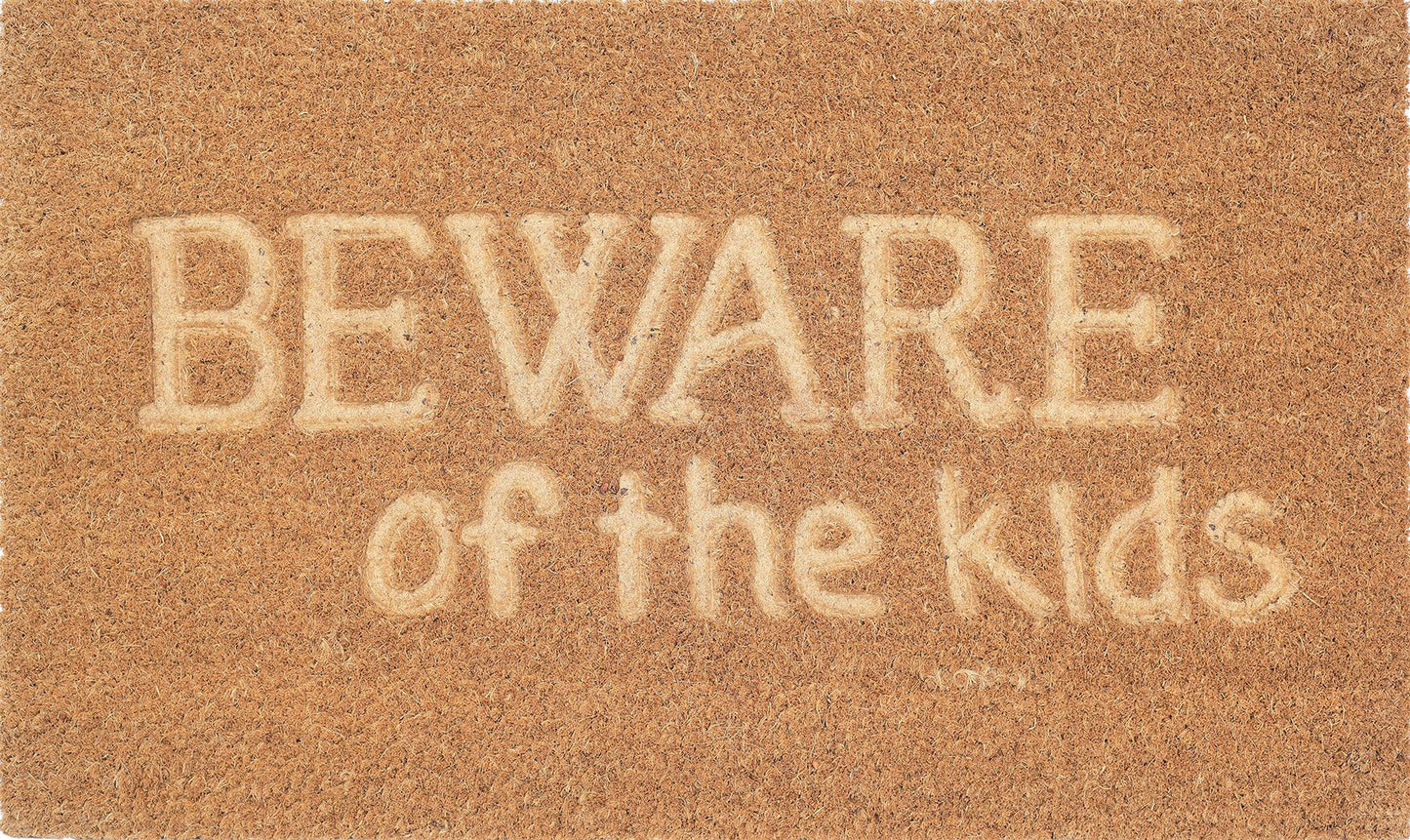 Beware Of The Kids Doormat Natural 45x75