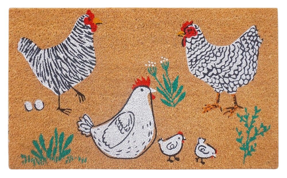 Chickens Doormat Black & White 45x75cm