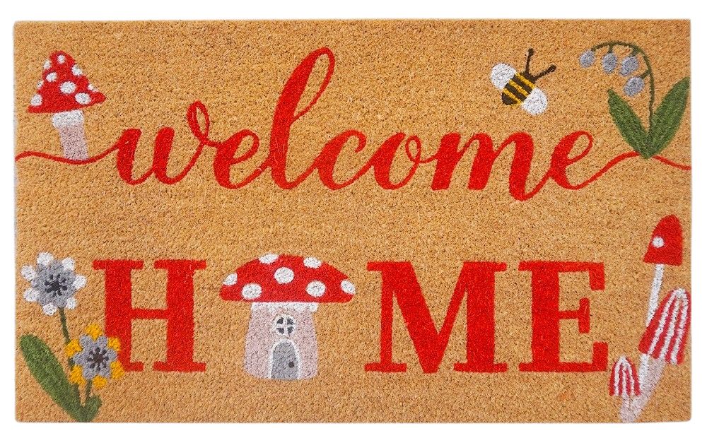 Toadstool Welcome Doormat Red 45x75cm