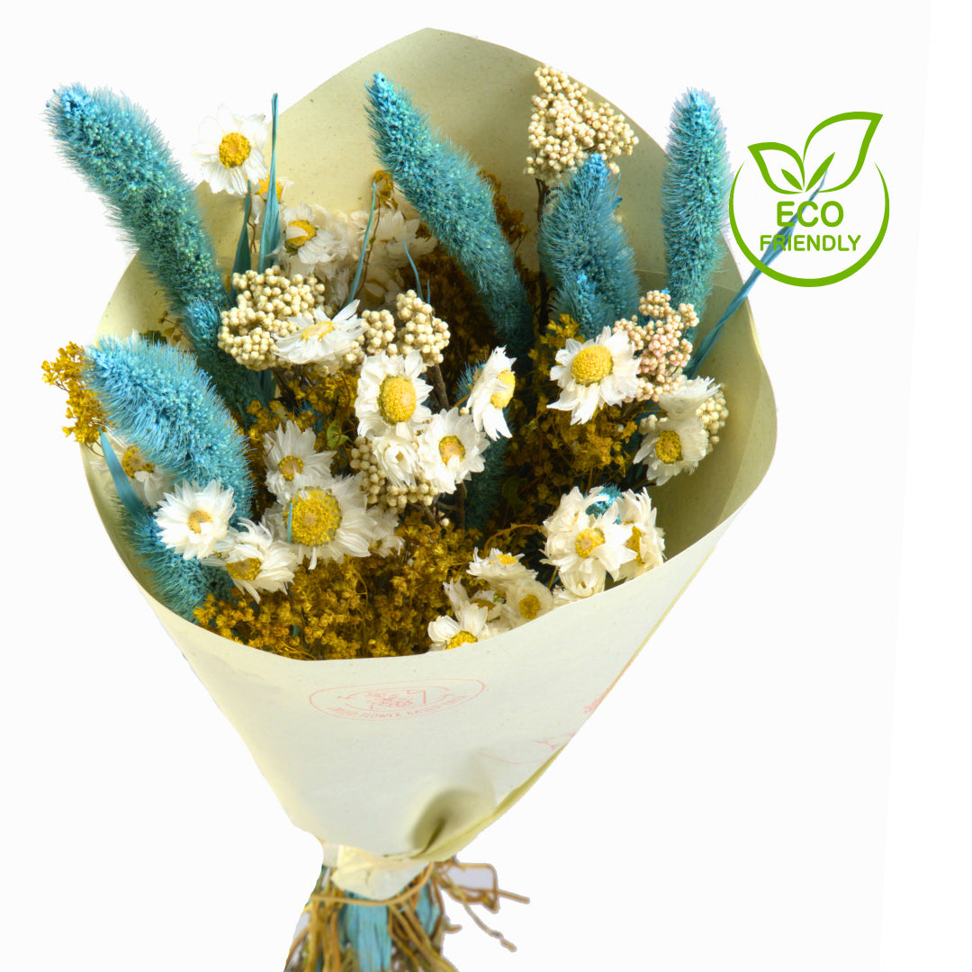 Dried Eco Flower Bouquet Mia, 50cm, Blue