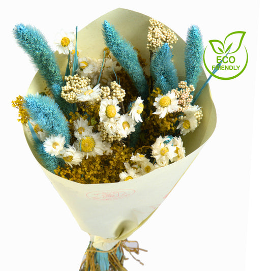 Dried Eco Flower Bouquet Mia, 50cm, Blue