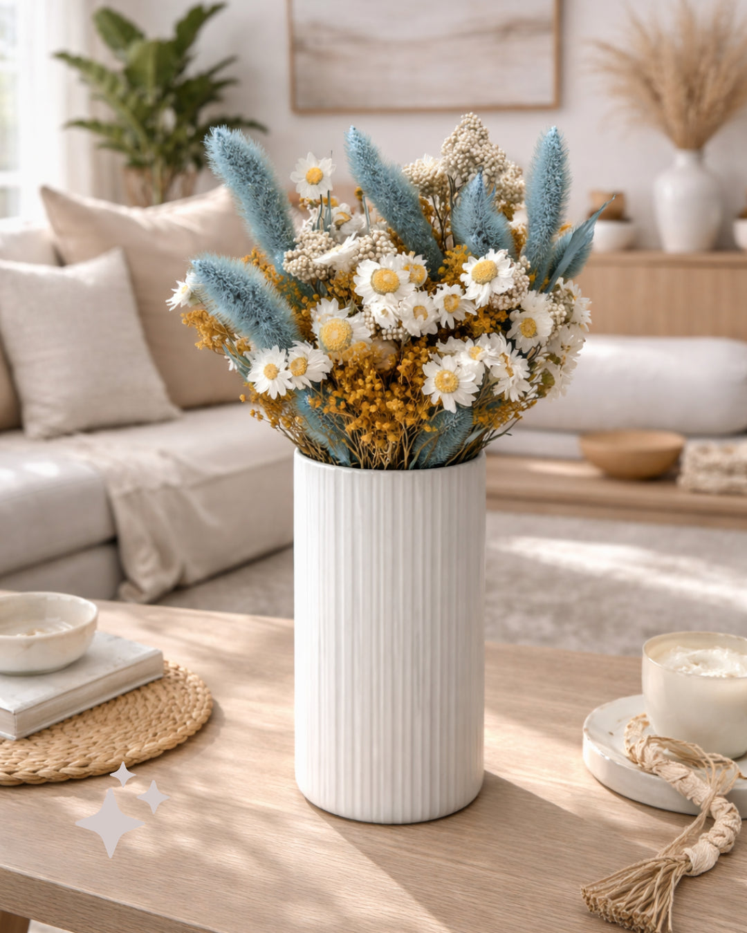 Dried Eco Flower Bouquet Mia, 50cm, Blue