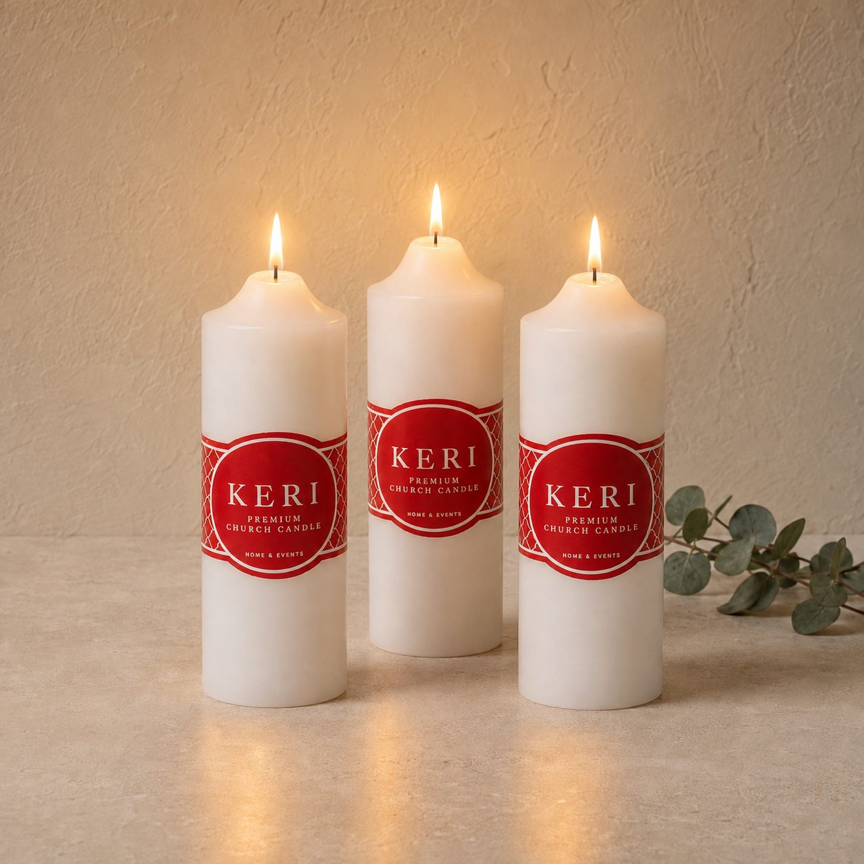 Classic White Church Pillar Candle – 5 × 15cm