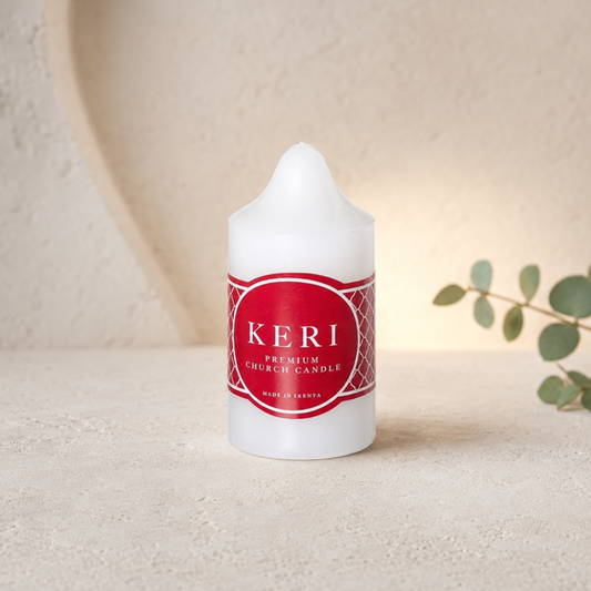 Classic White Church Pillar Candle – 5 × 10cm