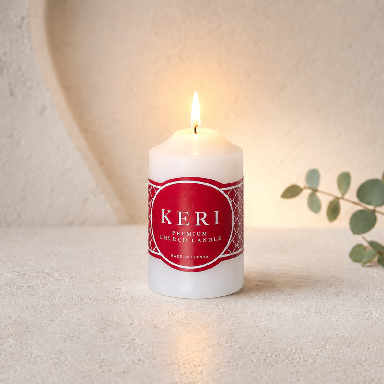 Classic White Church Pillar Candle – 5 × 10cm