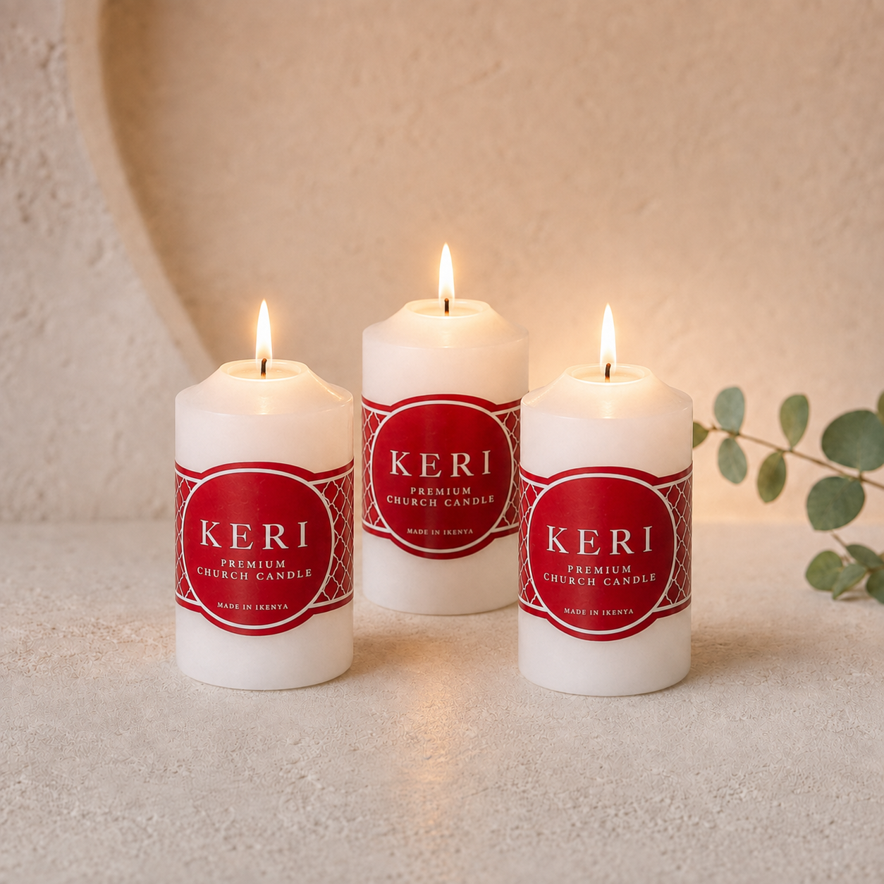 Classic White Church Pillar Candle – 5 × 10cm