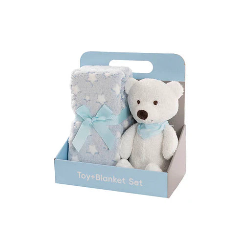 Bear Gift Pack Bear and Blanket Blue (23cmST)