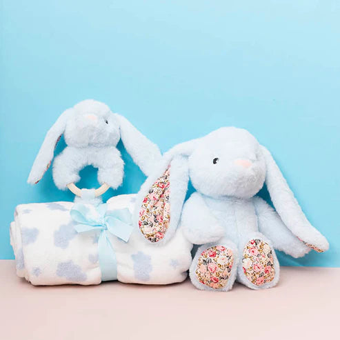 Rattle & Blanket Gift Pack Soft Blue (25cmH)
