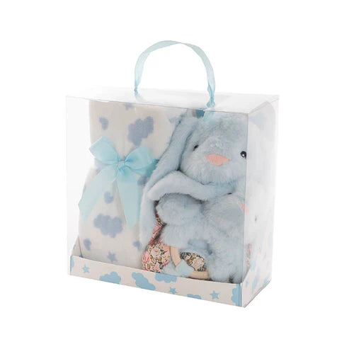 Rattle & Blanket Gift Pack Soft Blue (25cmH)
