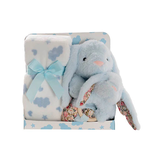 Rattle & Blanket Gift Pack Soft Blue (25cmH)