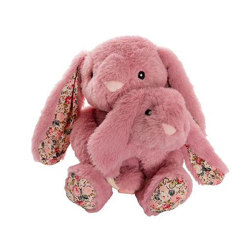 Bunny Flora, Rattle & Blanket Gift Pack Dusty Pink (25cmH)