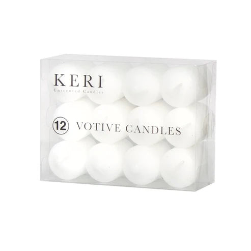 Votive Event Candle 12 Hour Bulk Pack 12 White (3.7x5.5cmH)