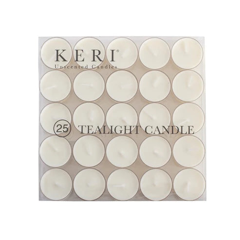 Tealight Candle Clear Cup 9 Hour 25 Pack White (38mmx25mmH)