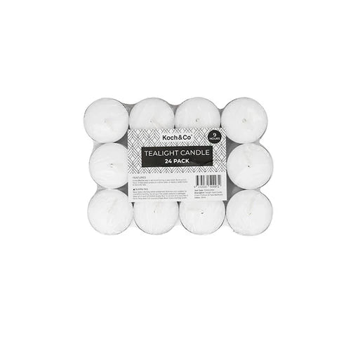 Tealight Event Candle 9 Hour Premium 24 Pack White (38x24mmH