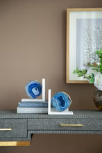 Blue Agate Bookends On Marble Base