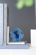Blue Agate Bookends On Marble Base