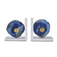 Blue Agate Bookends On Marble Base
