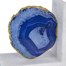 Blue Agate Bookends On Marble Base