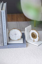 White Agate Bookends On Marble Base
