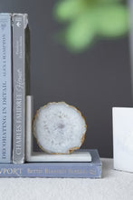 White Agate Bookends On Marble Base