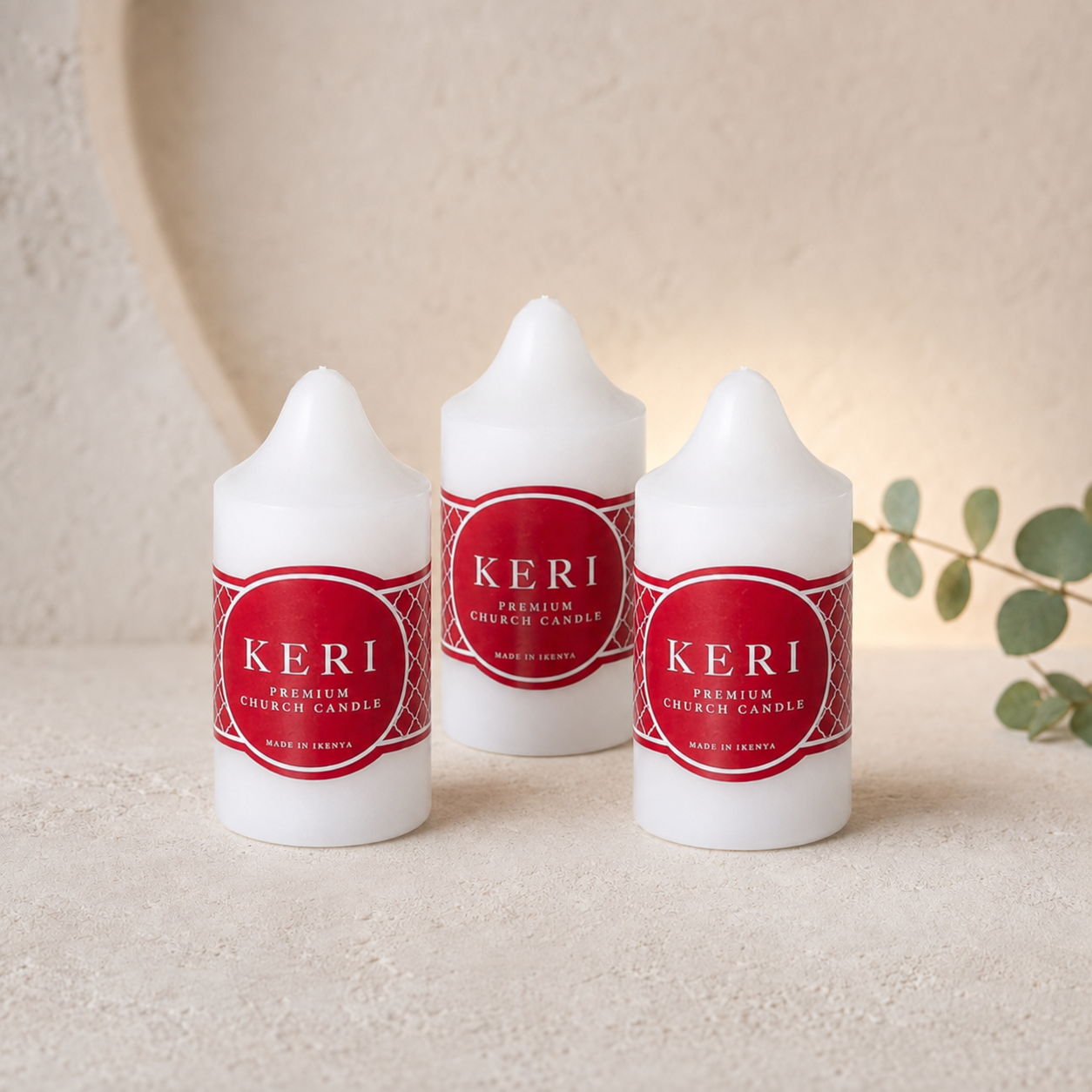 Classic White Church Pillar Candle – 5 × 10cm