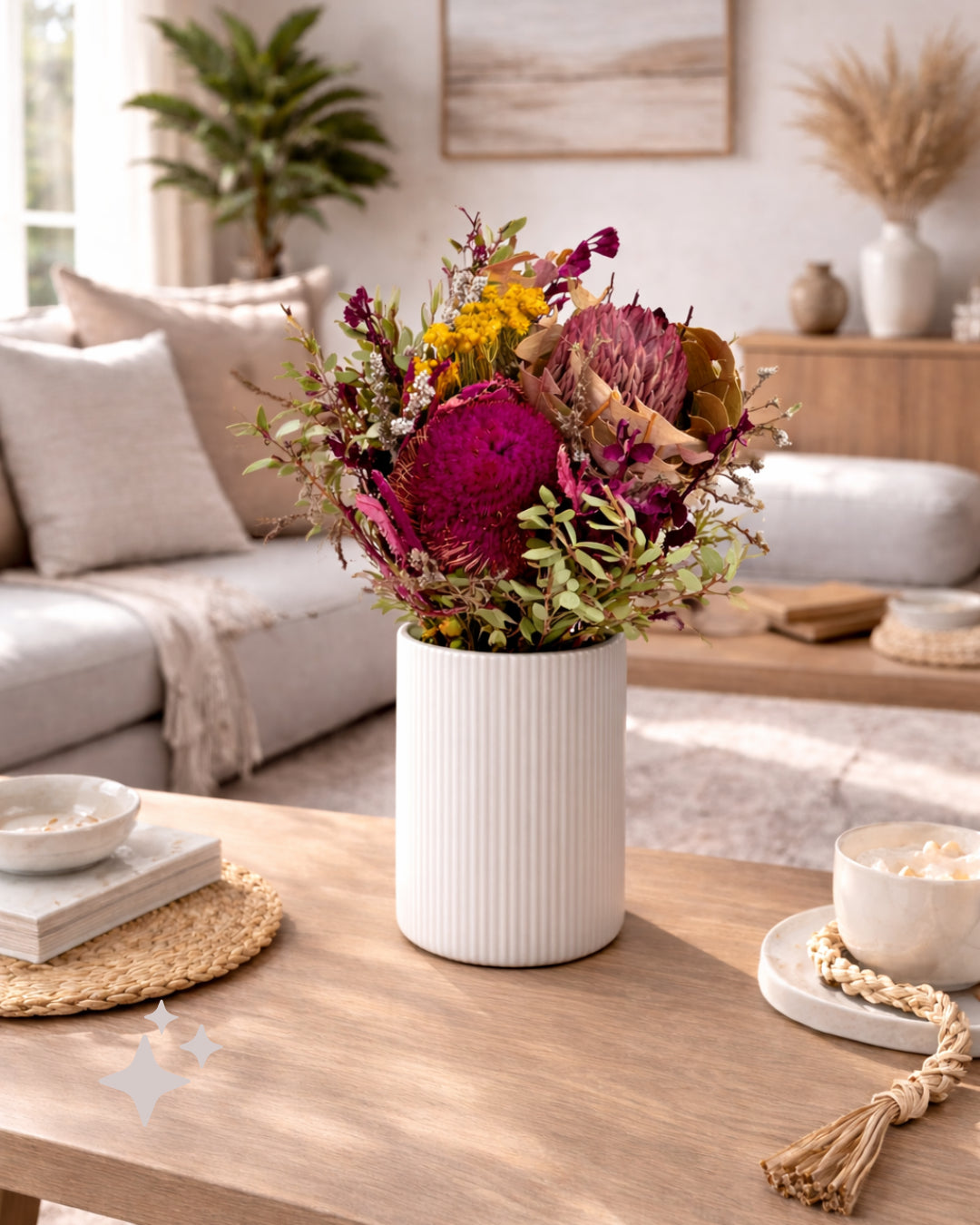 Australian Dried Mixed Bunch, 45cm, Pink