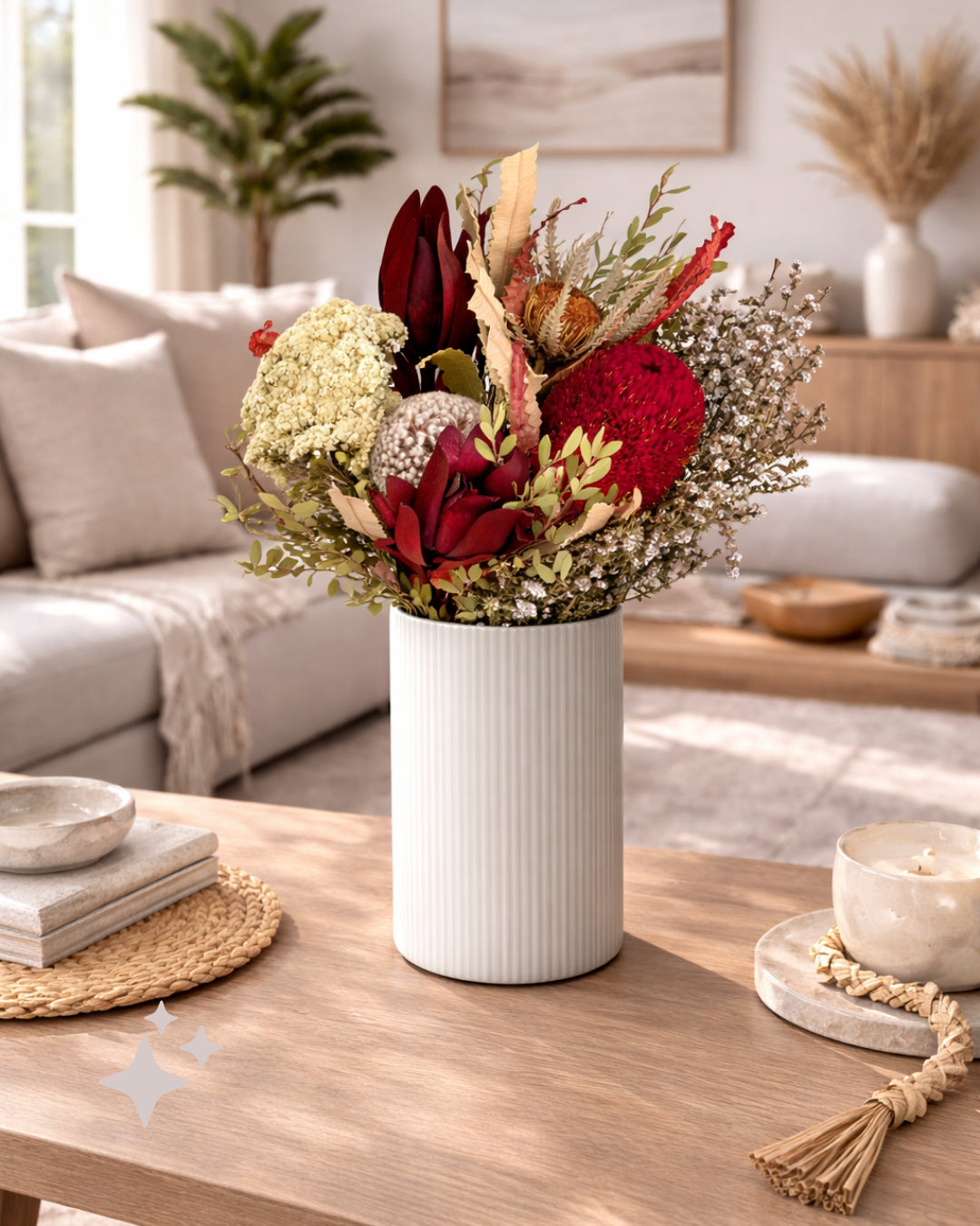 Australian Dried Ready 2 Go Mixed Bunch, 45cm, Red