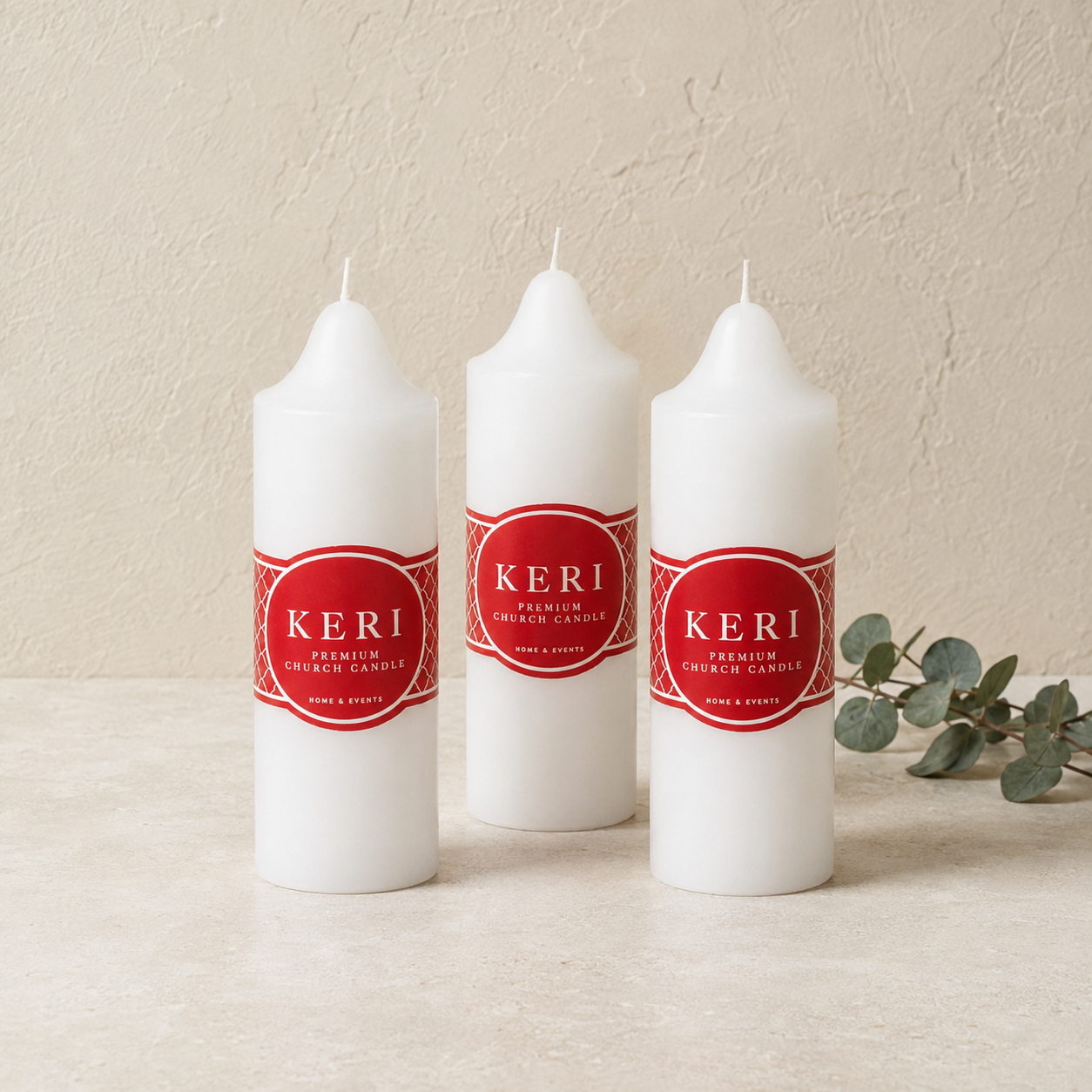 Classic White Church Pillar Candle – 5 × 15cm