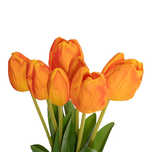 Real Touch 7 Head Tulip Bunch Orange (49cmH)
