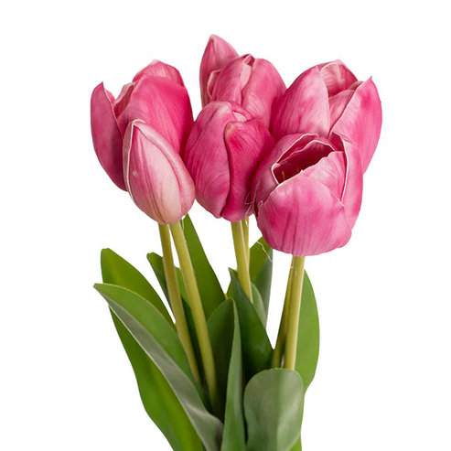 Real Touch 7 Head Tulip Bunch Fuchsia (49cmH)