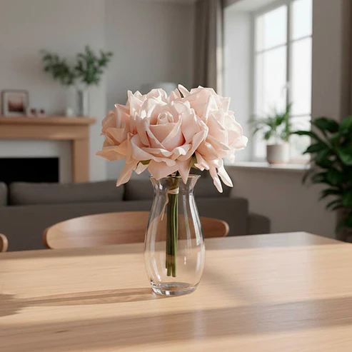 Siena Real Touch Rose Bouquet 5 Heads Misty Rose (26cmH)