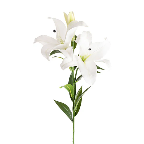 Tiger Lily 3 Head Real Touch White (90cmH)