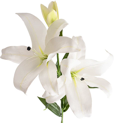 Tiger Lily 3 Head Real Touch White (90cmH)