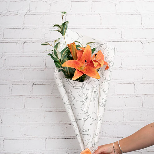 Tiger Lily 3 Head Real Touch Orange (90cmH)