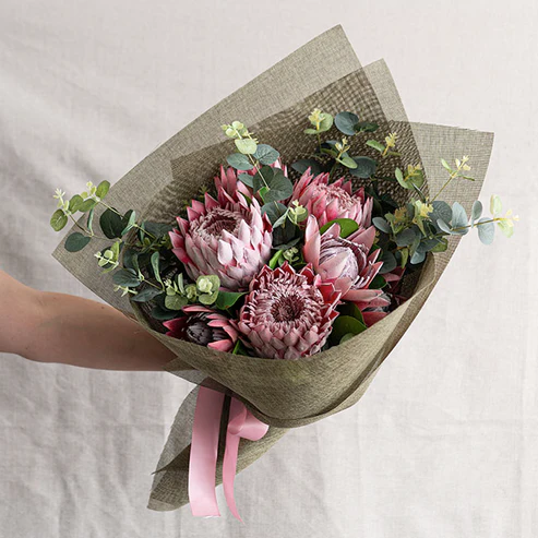 Artificial Protea Magnifica Stem Deep Pink (14cmDx69cmH)