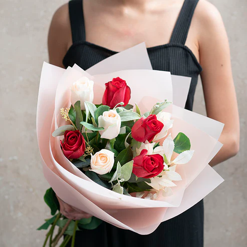 Bella Rose Real Touch Bud Soft Peach (60cmH)