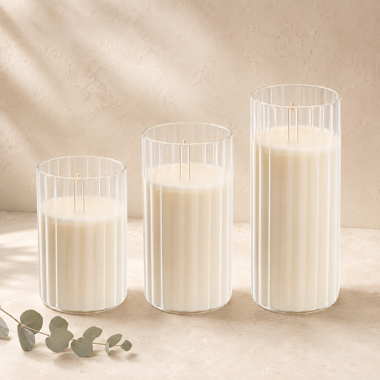 Ripple Glow Candle Jar Set of 3 – Clear