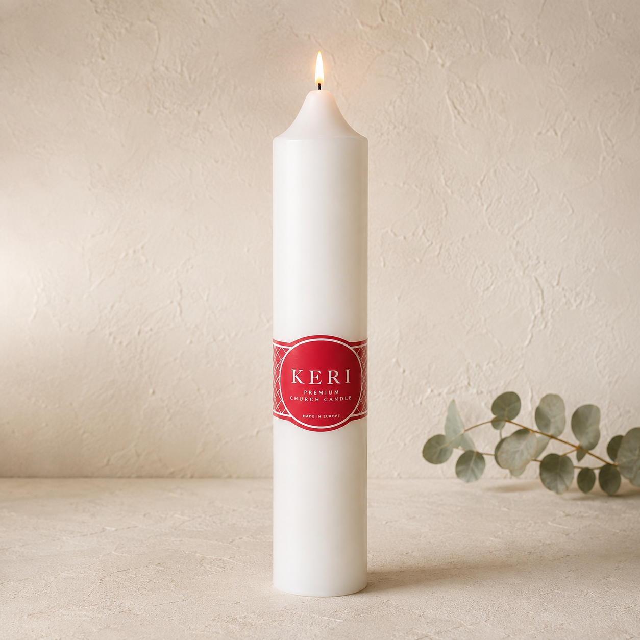 Classic White Church Pillar Candle – 5 × 25cm