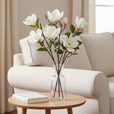 Magnolia Open Flower Spray with Bud White (71cmH)