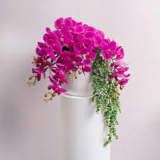 Phalaenopsis Orchid Stem Real Touch 9 Head Magenta (81cmH)