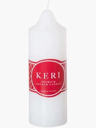 Classic White Church Pillar Candle – 5 × 15cm