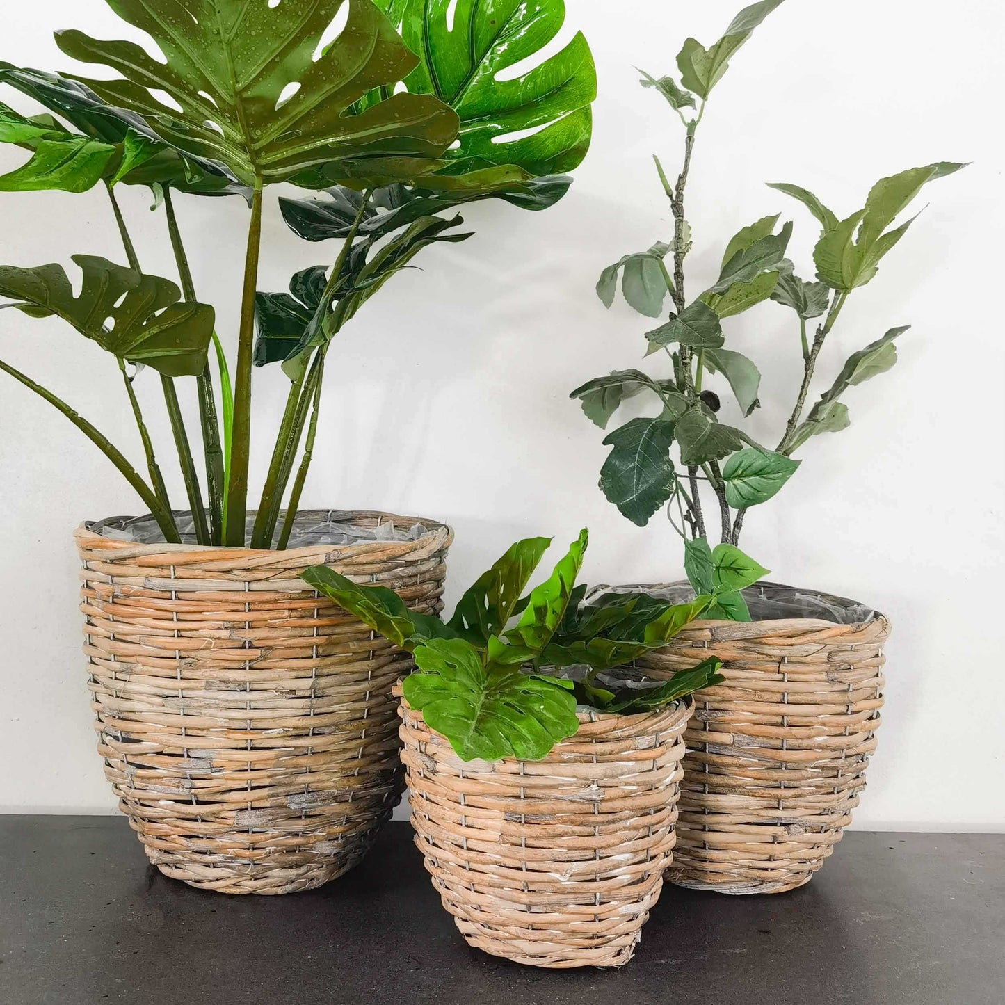 Woven Planter White Wash Set of 3
