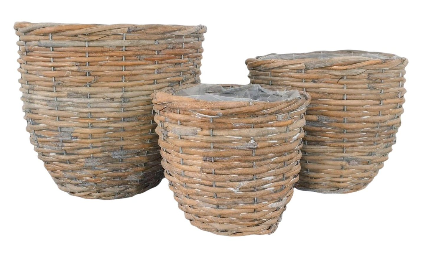 Woven Planter White Wash Set of 3
