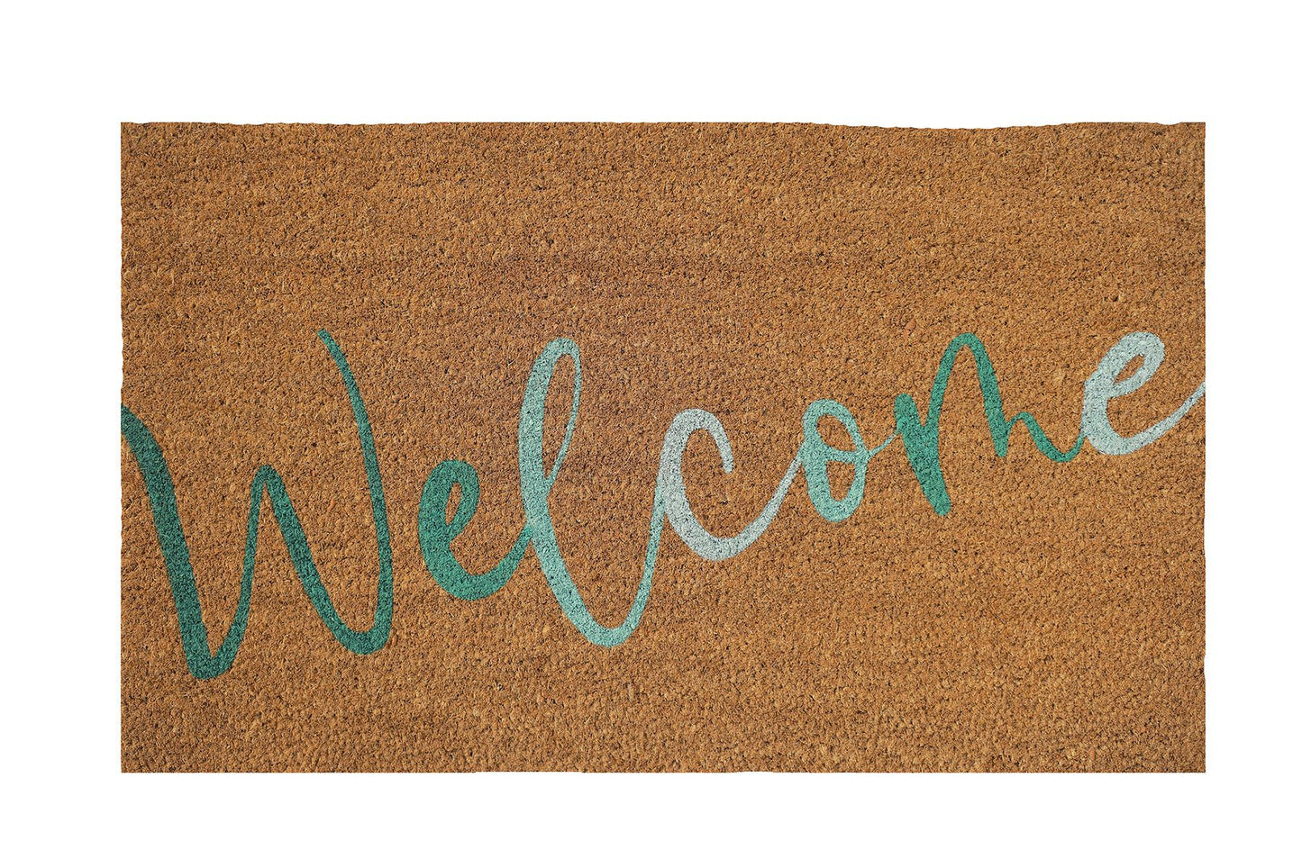 Welcome Coloured Doormat Green & Blue 45x75cm H1.5x45x75cm