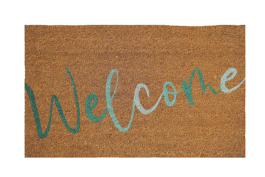 Welcome Coloured Doormat Green & Blue 45x75cm H1.5x45x75cm