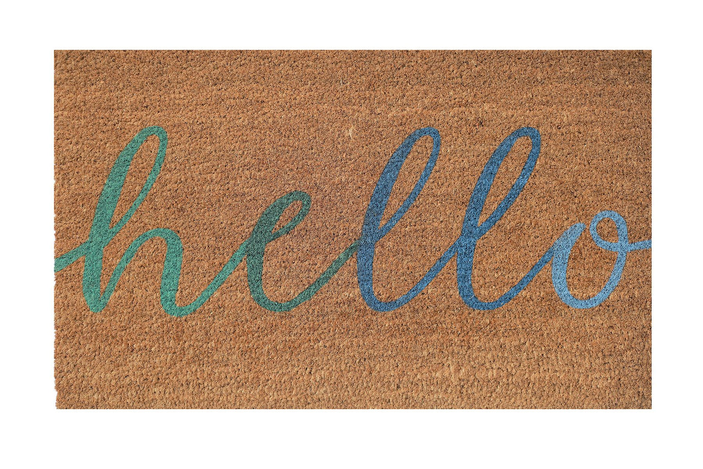 Hello Doormat Green Blue 45x75cm